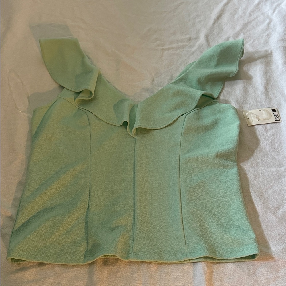 Bar III Light Green Textured Top
